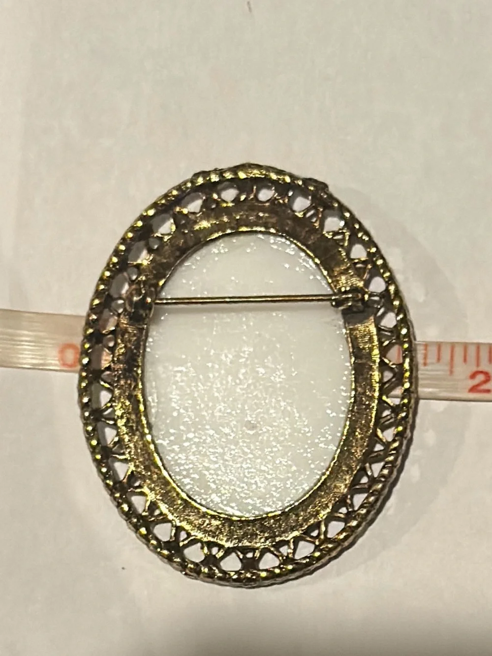 Sold Vintage Romantic Golden Rose Oval Milk Glass Cameo Brooch